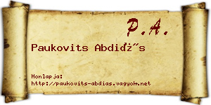 Paukovits Abdiás névjegykártya